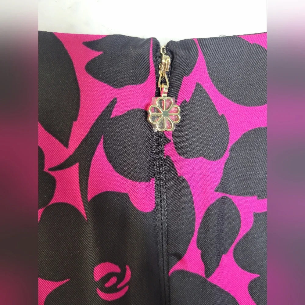 kate spade Pink and Black Floral Short Sleeve Fit-and-Flare Dress